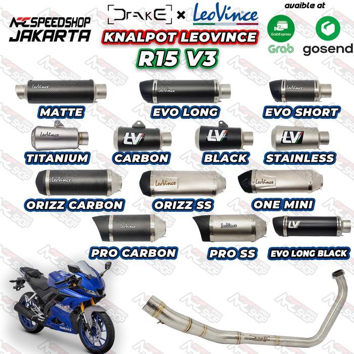 KNALPOT YAMAHA R15V3 R15M MT15 XSR LEOVINCE + HEADER R9 DRAKE FULLSYSTEM