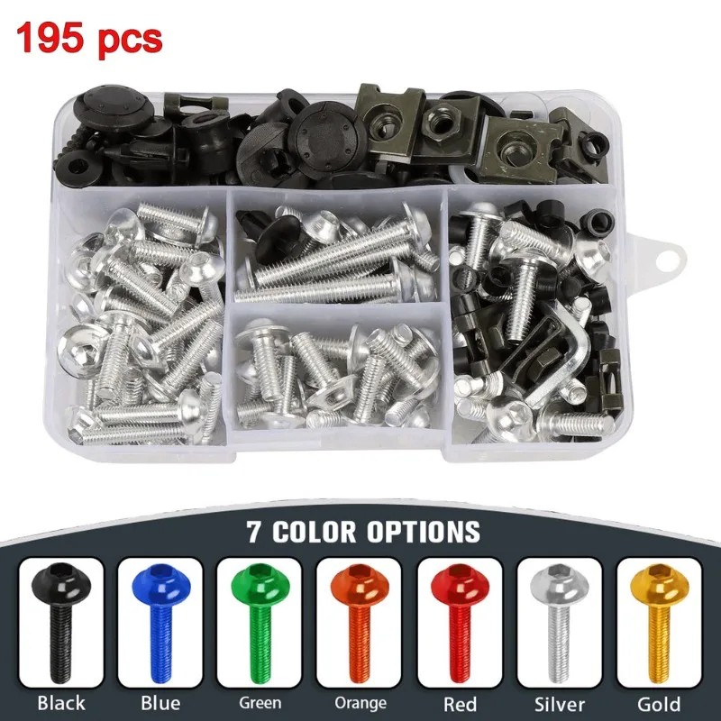 195pcs Fairing Screws Bolt Kit for Suzuki GSXR600 GSXR1000 Hayabusa GSX1300R GSX600F GSX750F SV1000