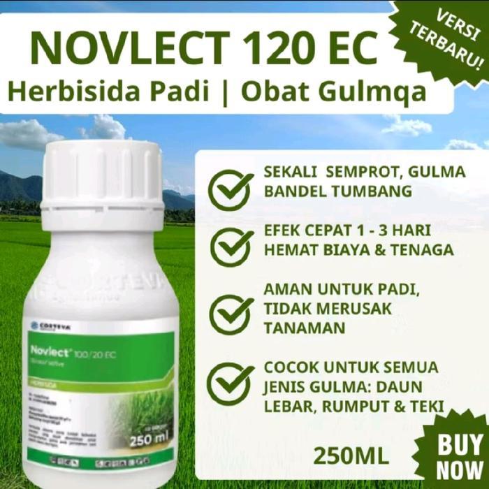 Novlect 120 EC Herbisida Padi Obat Gulma Sistemik dan Selektif untuk Tanaman Padi Kemasan Repack