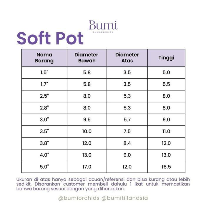 SOFT POT (100 pot) anggrek tanaman transparan plastik 1,5 1,7 2,5 3,5