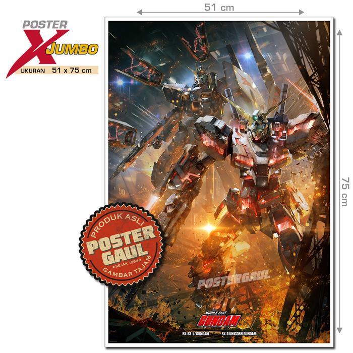Poster XJumbo MOBILE SUIT GUNDAM: RX-93 V GUNDAM & RX-0 UNICORN GUNDAMM #XJFJP231 - ukuran 51 x 75