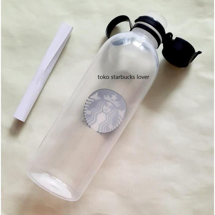 ID STARBUCKS REUSABLE WATER BOTTLE VENTI CLEAR SIREN BLACK LOGO