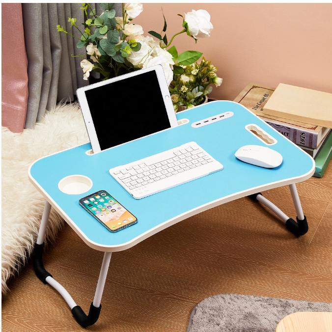 Vusign Folding Table Meja Belajar Laptop Lipat Warna-Warni Dengan Usb Port Bonus Kipas Lampu Dan