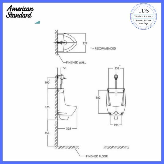 URINAL AMERICAN STANDARD BUNDLING MYBROOK URINAL + MANUAL FV WHITE