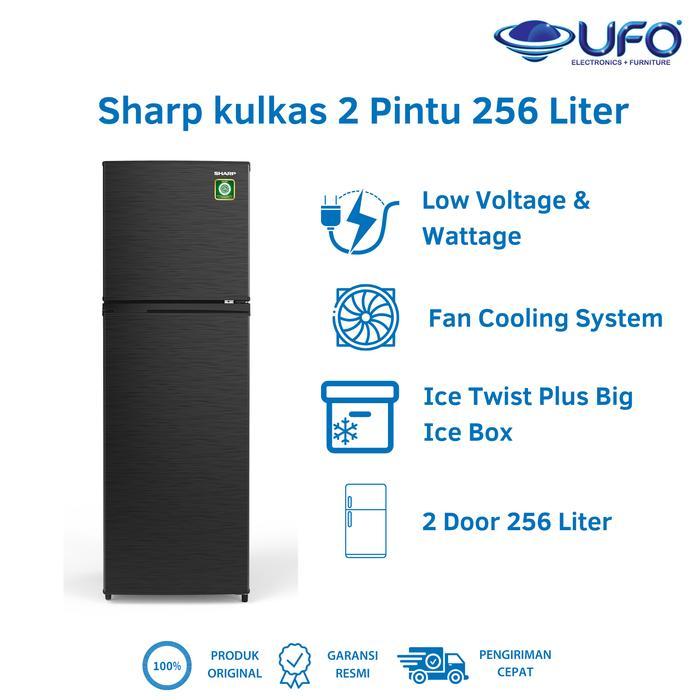 SHARP SJ316MNHS Kulkas 2 Pintu 256 Liter Kirei Series Desain Modern & Hemat Energi