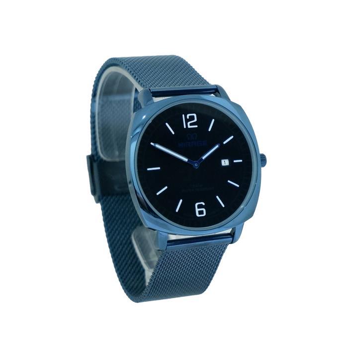 PROMO BESAR Mirage Watch - Jam Tangan Pria Rantai Pasir Analog Biru Navy Stainless Anti Karat 8720 M