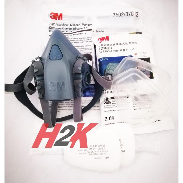 Masker Dual Respirator 7502 3M Set