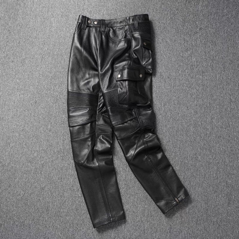 . Leather Leather Pants Motorcycle Leather Pants Men'S Black -