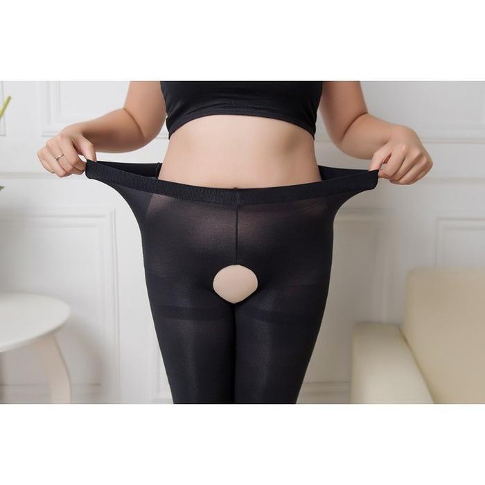 Premium Stoking Wanita Seksi Tebal 120D Pantyhose Selangkangan Terbuka Sexy Crotchless Jumbo 90 Kg -