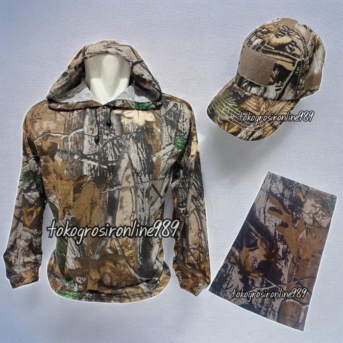 berburu motif realtree Paket Kaos Berburu Motif Realtree Extra: Hoodie, Topi, dan Buff Bahan Lokal -