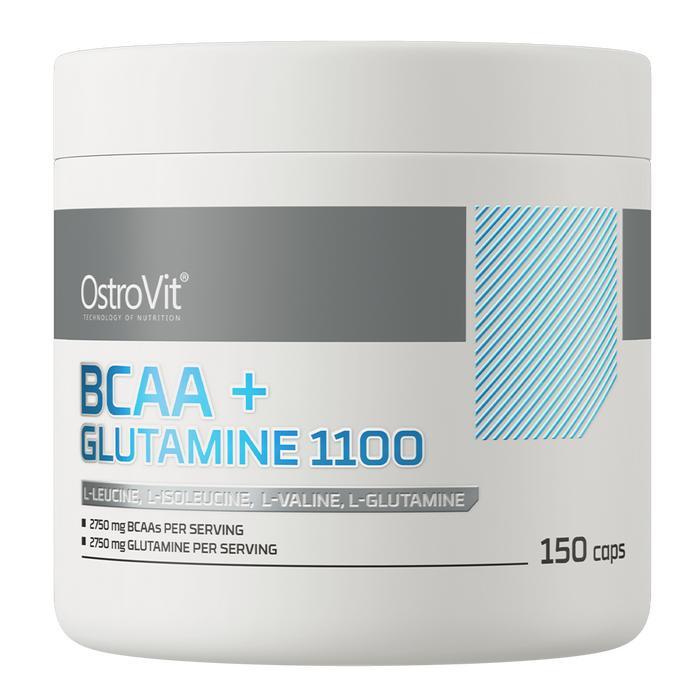 OstroVit BCAA 2: 1: 1 + Glutamine 1100mg 150 Kapsul Obat Suplemen Fitnes Gym Atlet Vitamin Obat