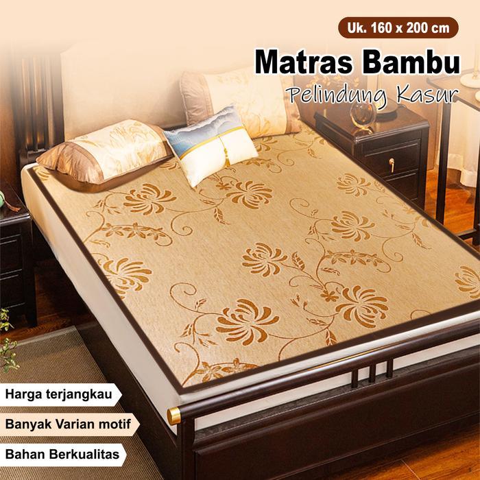 Ada Stok Tikar Bambu Lipat Serbaguna Matras Bambu Tikar Lesehan Alas Kasur Tradisional Motif Unik