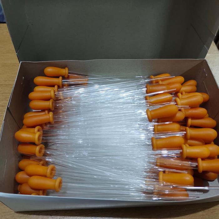 pipet tetes dot kuning pendek/pipet kaca