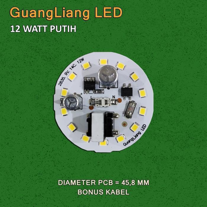 "New" GuangLiang PCB LED 12W Putih Terang AC 220-240V 12 WATT