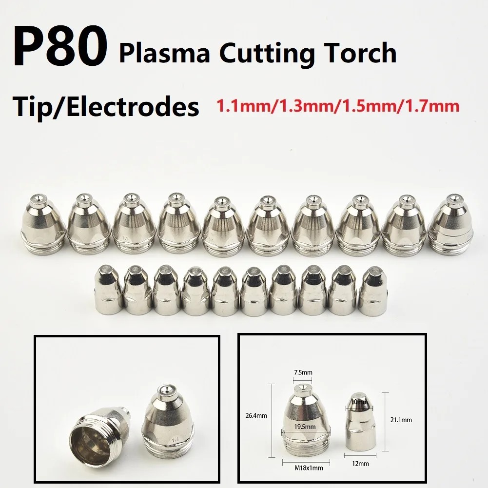 20pcs Premium P80 Plasma Cutting Torchs Consumables Cutting 60A 80A 100A P80 CNC Plasma Cutting