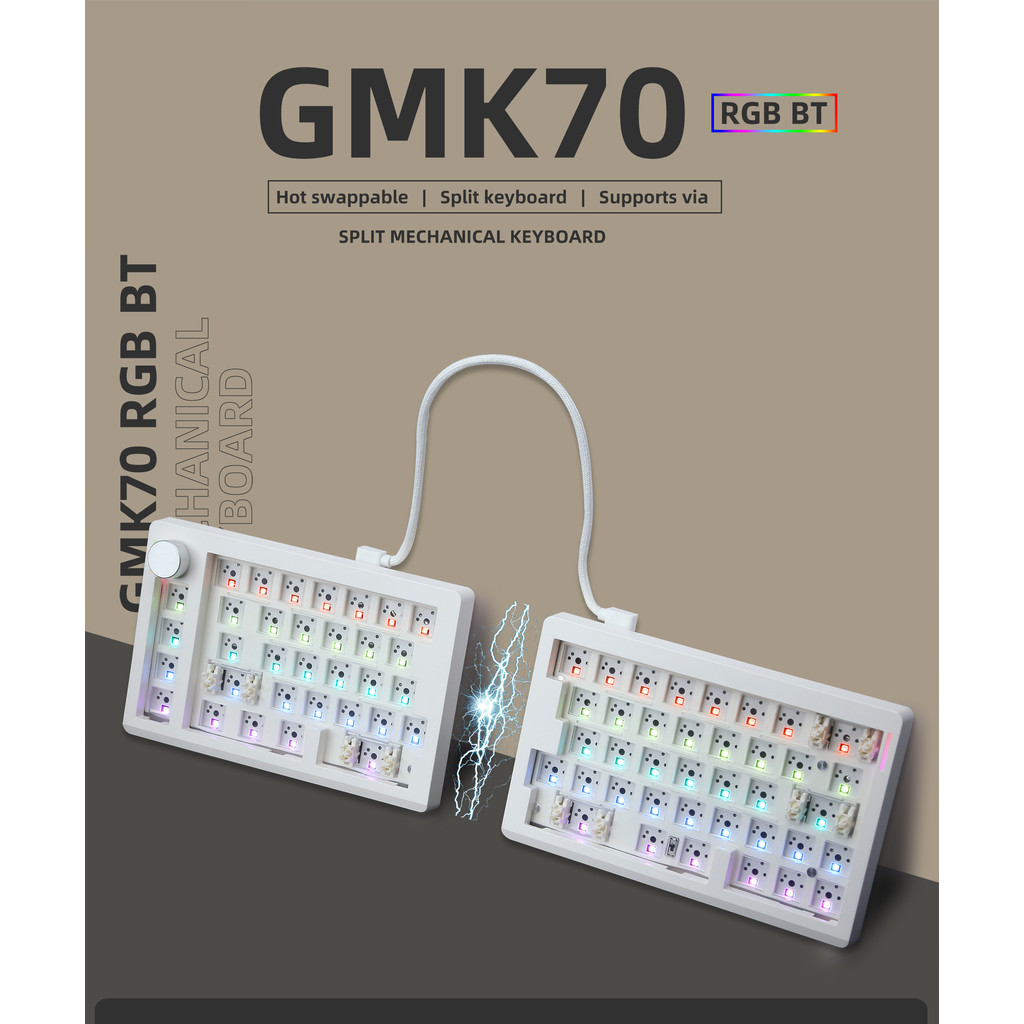 GMK70 Split Type Customized Gaming Mechanical Keyboard Kit Hot swappable Gasket Customized Ergonomic