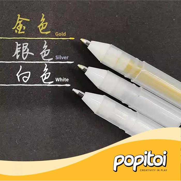 NYONI N8209 HIGHLIGHT PEN COLOR HIGHLIGHTER WHITE GOLD SILVER PULPEN GEL PENA PULPEN TINTA PUTIH