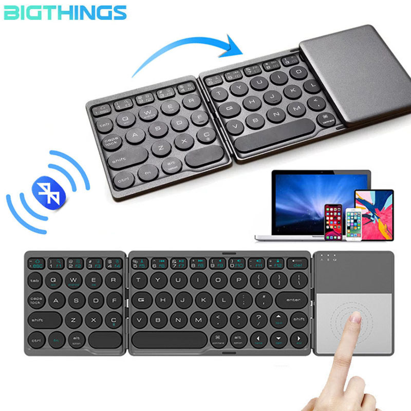 Foldable Bluetooth Keyboard With Touchpad Mini Wireless Keypad Rechargable For Tablet Phone Notebook