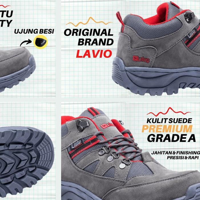 Sepatu Safety Pria Big Size 44-46 Ujung Besi Lavio Geneva Low Kerja Lapangan Septi Proyek karet