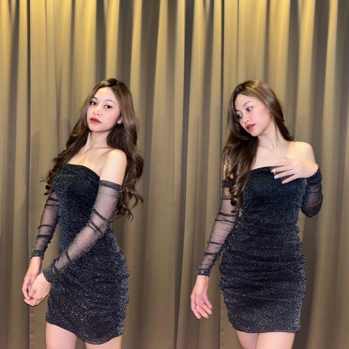 DresQuu- Dress Mini Sabrina Glitter Import Bangkok Bkk Casual Wanita Pesta Panjang Midi Gaun