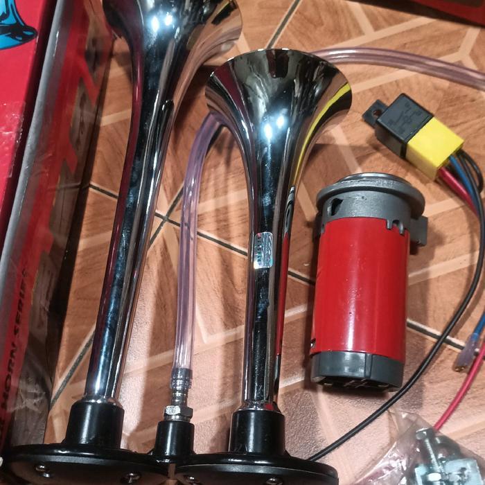 NEW klakson 2 terompet rk kw 12v/24v tanpa tabung angin motor mobil truk bus