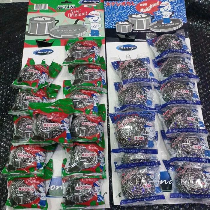 [1 rtg isi 12 pcs] sabut gosok panci kawat honaga T38 T50 - serabut baja cuci piring stainless