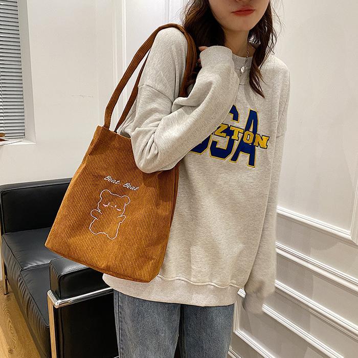 Mismi Kelly Bag Tas Jinjing Wanita Beruang Lucu Korduroi Korean - 19K