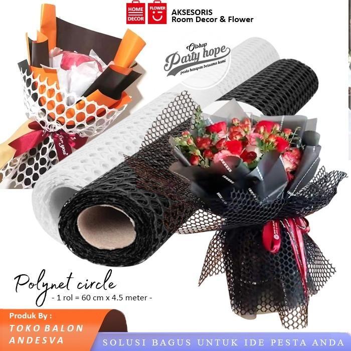 1 Roll Kertas Jaring Buket Bunga Bulat / Flower Wrapping Paper Circle / Korean Circle Polynet