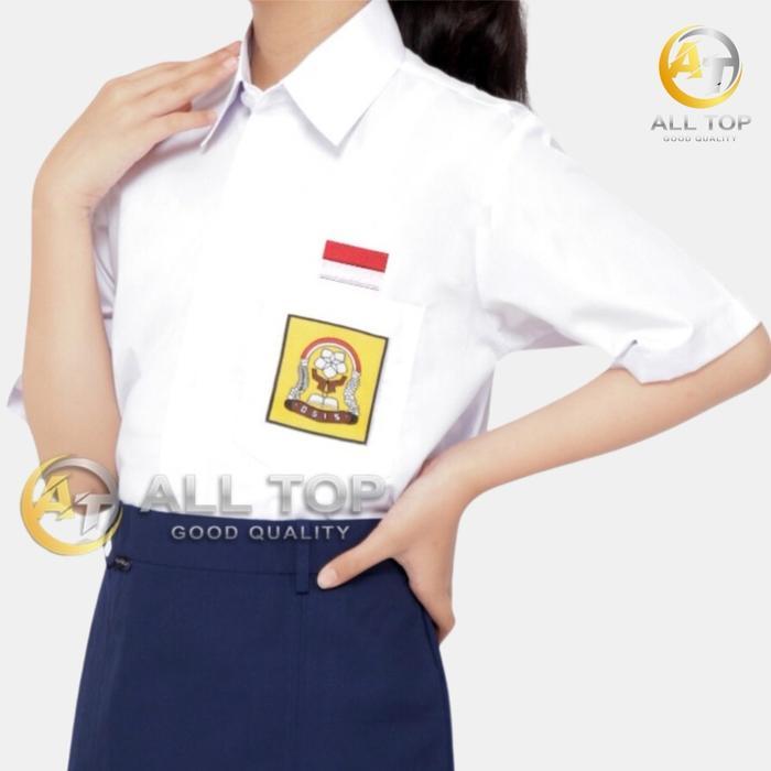 Seragan Sekolah - Atasan SMP Lengan Pendek Logo Bordir OSIS SMP *