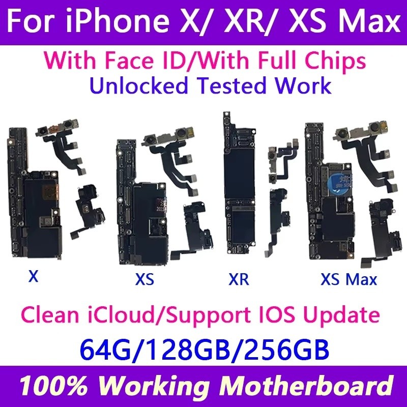 Unlocked Motherboard Clean iCloud For iPhone X XS XR Motherboard With Face ID Support iOS Update For