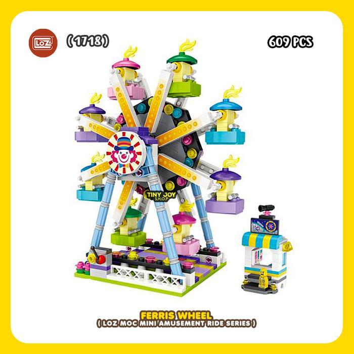 TERBARU LOZ Moc Mini (FERRIS WHEEL) 1718 Bianglala Amusement Ride Building Block Brick Mainan