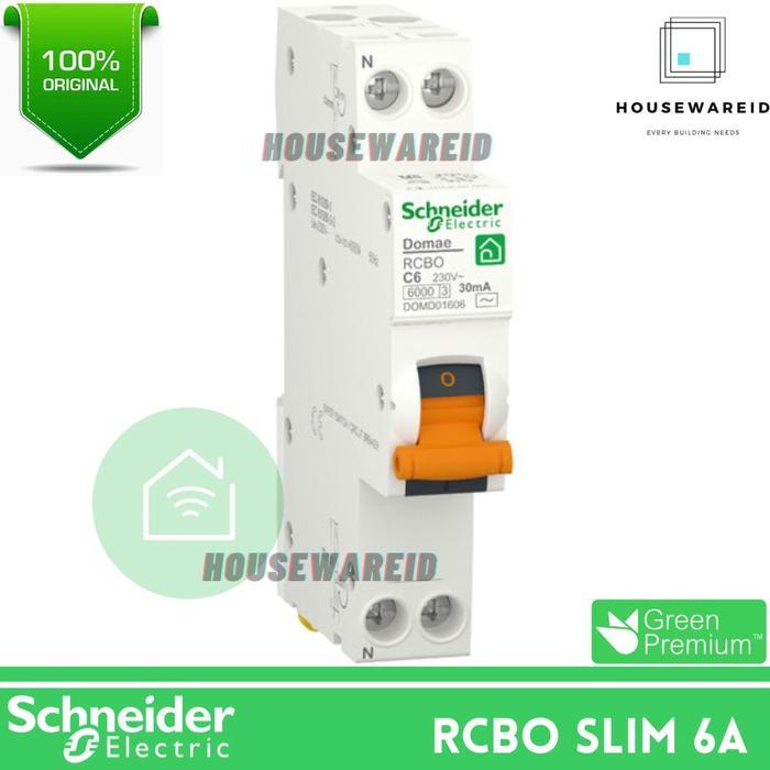 Rcbo Slim Domae 1P+N 6A 30Ma Domd01606 Original / Rcbo Schneider 1 Phase 6 Ampere / Rcbo 1P+N 6A
