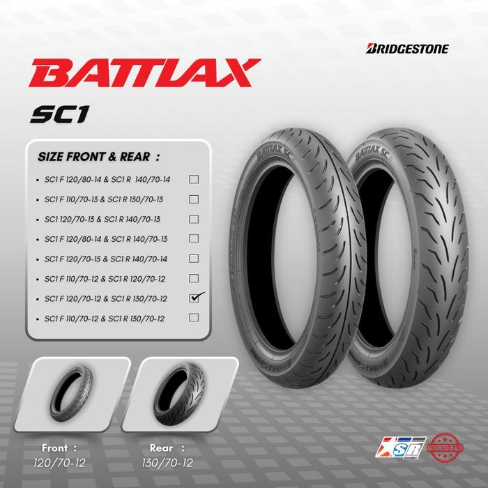 Ban Bridgestone Battlax SC 1 F 120/70-12 dan SC 1 R 130/70-12 Vespa GTS 300 GTV 300 Original Made in