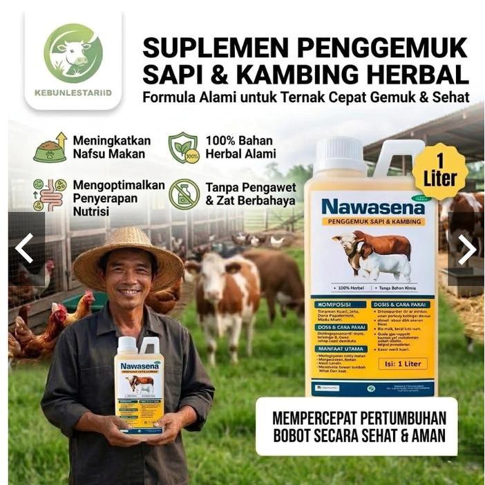 Nawasena (1000ml) penggemuk Sapi & Kambing Cepat Nafsu Makan Naik, Bobot Cepat Bertambah, Herbal