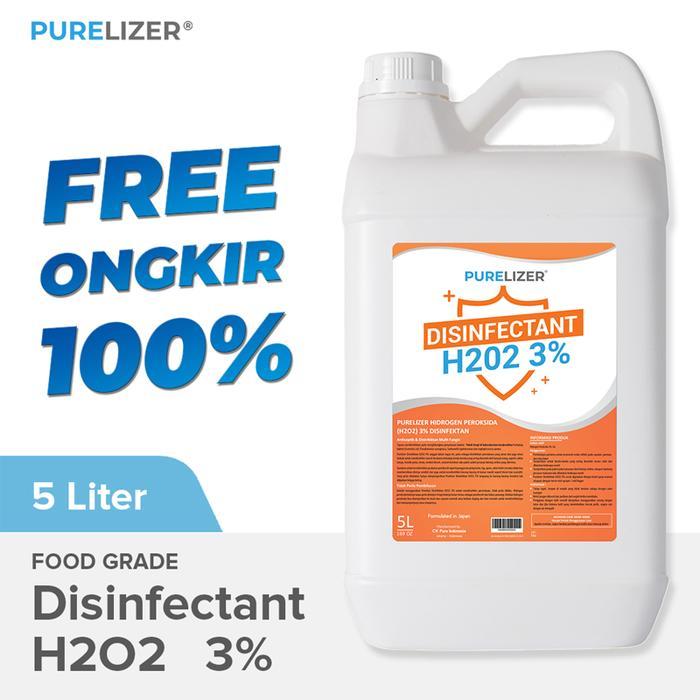 PURELIZER Disinfectant H2O2 3% 5 Liter Disinfektan Food Grade 5L