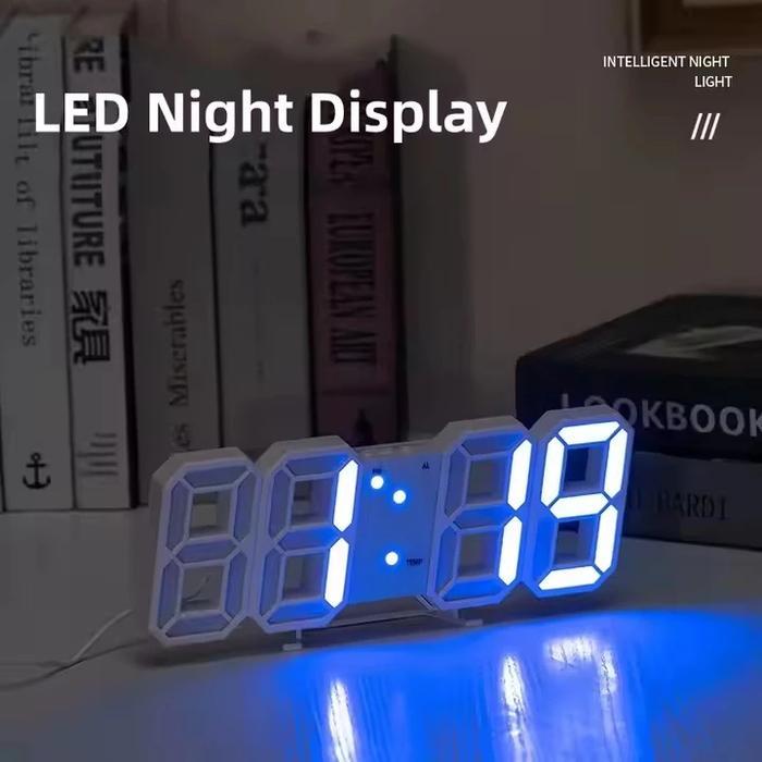 JAM DINDING DIGITAL LED 3D HIASAN MEJA KREATIF JAM WEKER DINDING 3D JAM DIGITAL LED JAM DINDING