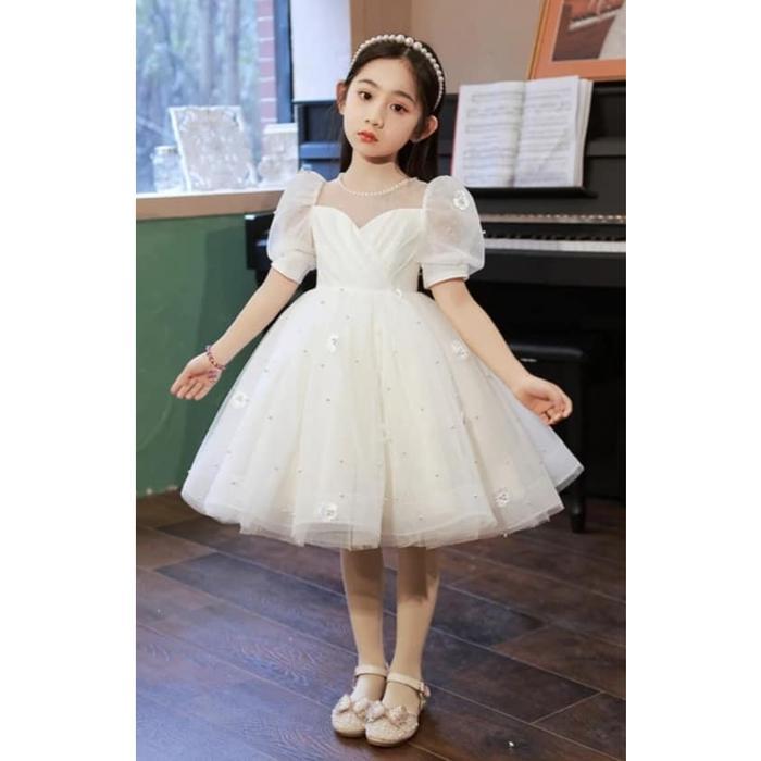 HARGA PRODUK Dres Putih - Gaun Pesta Anak - Dres Anak Perempuan - Gaun anak putih - dres natal -