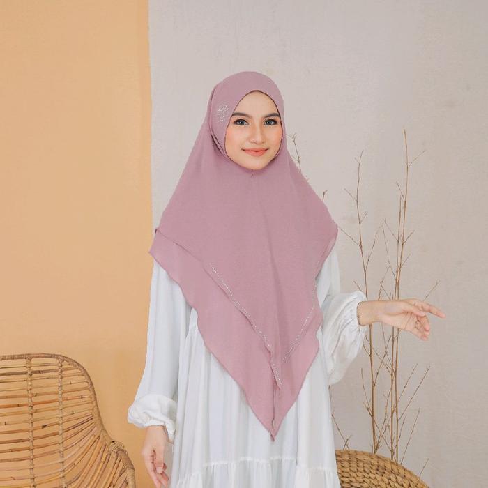Khimar Zeynab Hijab Syari Muslim Payet Swaroski Ceruty Babydol 2 Layer Instan Mewah Dan Elegan