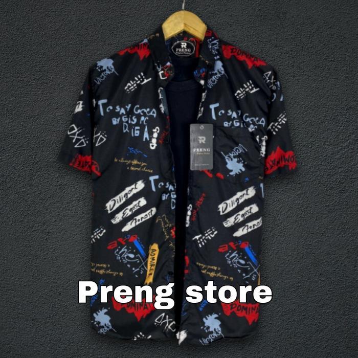 TERBARU  Kemeja Motif Pantai Pria Dan Wanita/Hem Surfing Motif Daun,Kemeja Pantai Pria Lengan