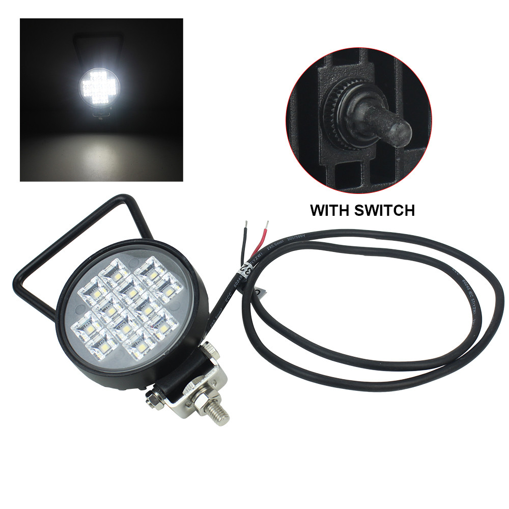 3" LED Round Work Light 12 LEDS 12 W Bar Power Switch 12V 24V Offroad LED Light Bar for Truck