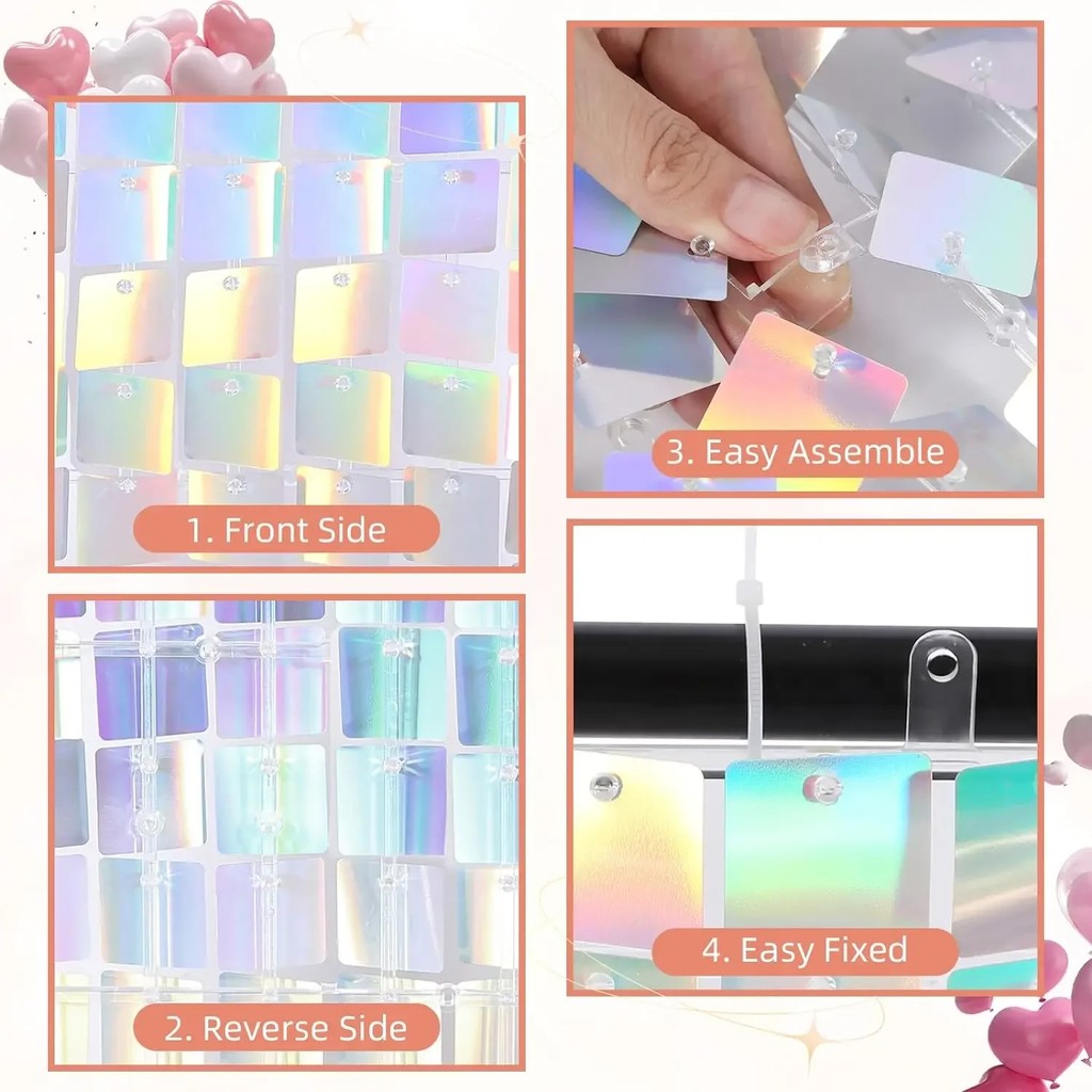 Square Shimmer Wall Backdrop Sequin Birthday Backdrop Panels Disco Wall Photo Background Backdrop