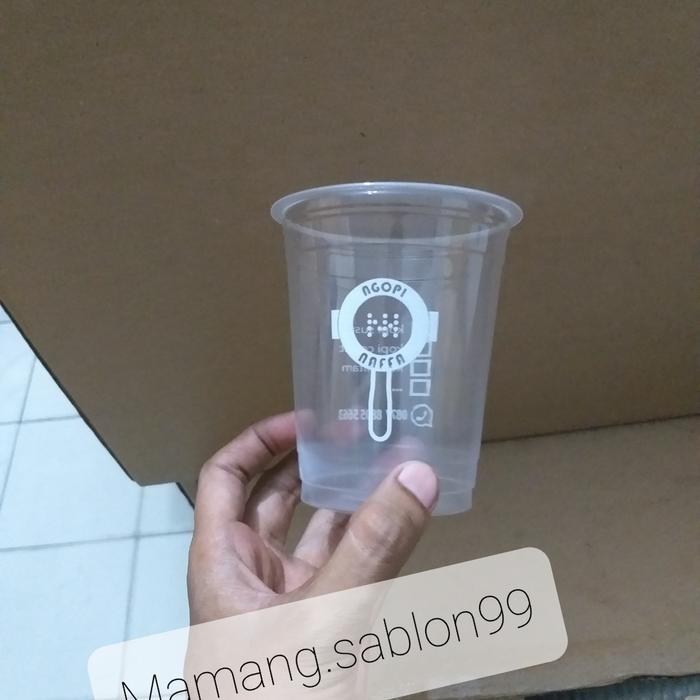 Sablon gelas plastik/cup 14oz 7gr datar
