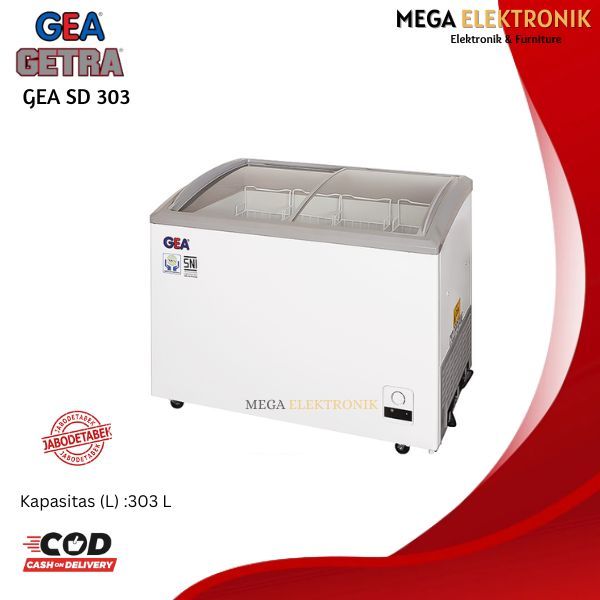GEA SD-303 CHEST FREEZER SLIDING CURVE GLASS 330 LITER jabodetabek area