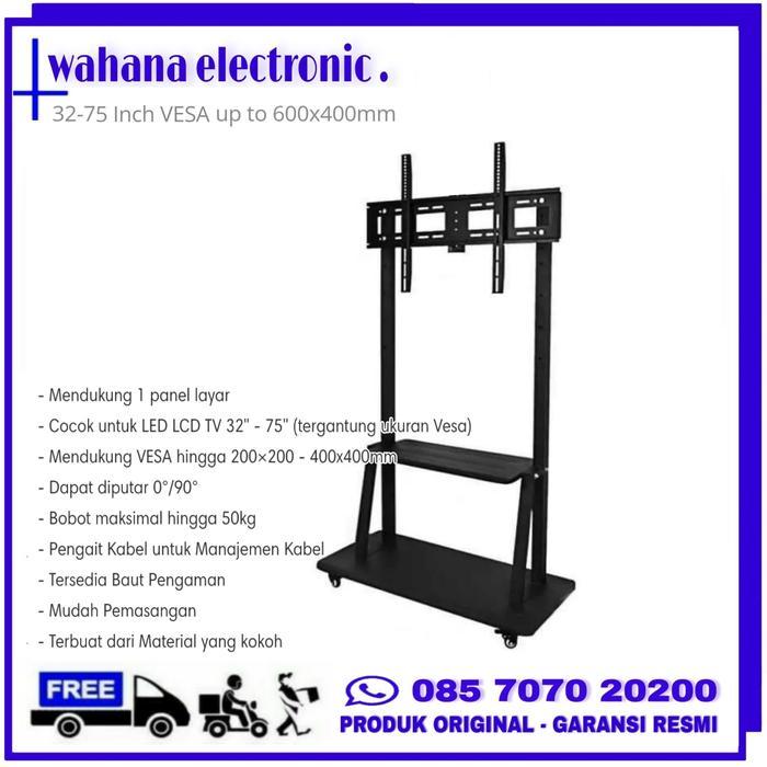 STANDING ROTATE BRACKET STAND RODA TV LED PUTAR 32 55 65 UPTO 75 INCH