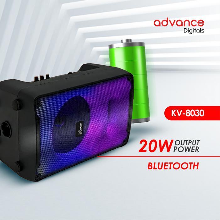 Advance KV-8030 Portable Speaker 8'' Lampu RGB Satu Mic karaoke