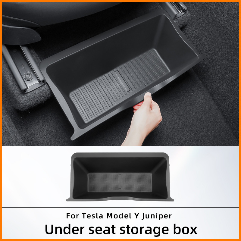 For Tesla Model Y Juniper Under Seat Storage Box Front Seats Under Seat drawer TPE Storage Box
