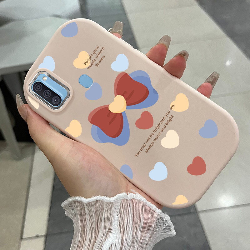 Casing Hp Untuk Samsung Galaxy A11 M11 Case Red heart bow Kasing silikon Cesing Model Bulat Softcase