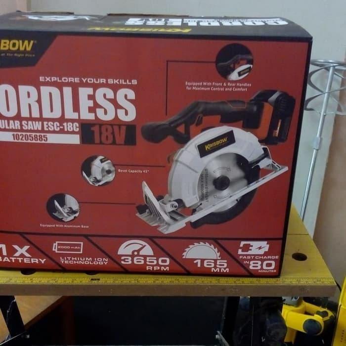 storejayabaru Krisbow Cordless Circular Saw 18V IRCCS18 - Alat Potong Listrik Tanpa Kabel