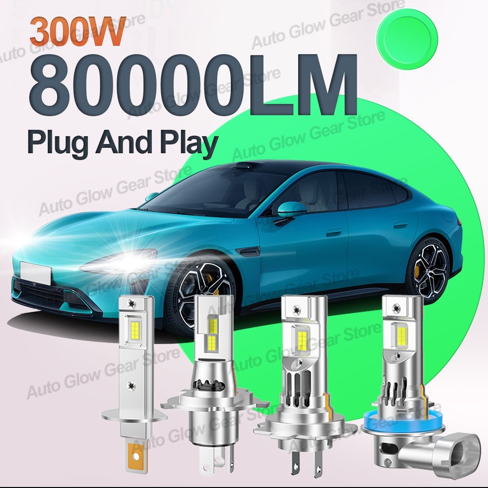 H7 H4 H11 9005 HB3 9006 Led Lights 1:1 Mini Size Car Headlight With Fan 80000LM Super Bright