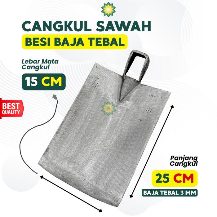 Cangkul Sawah Besi Baja Tebal Kualitas Terjamin Pilih Ukuran Lebar